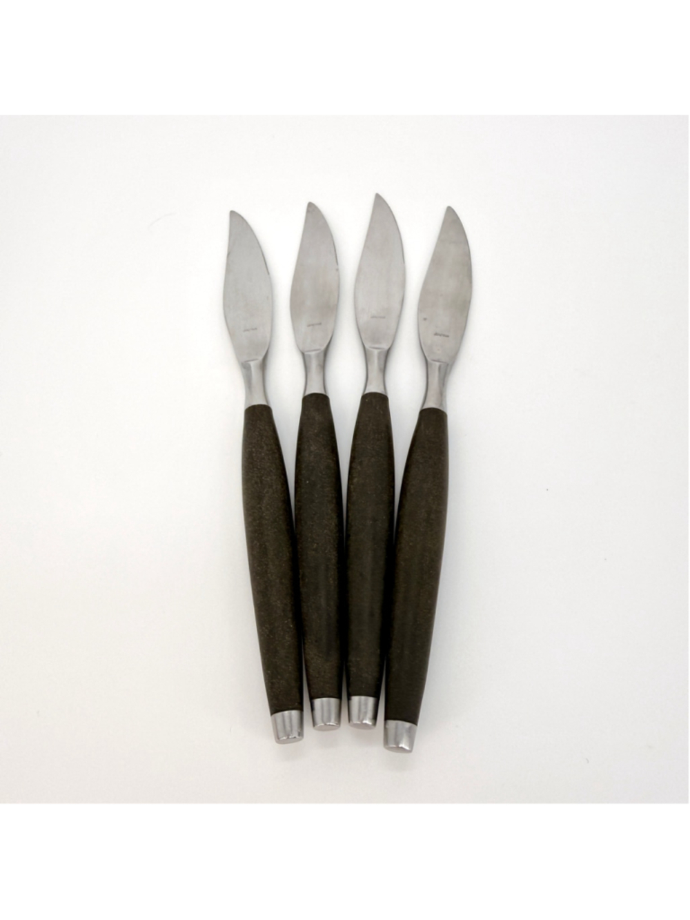 Vintage MCM Scandinavian Knives Cutlery Set Silver & Black Stainless Steel Japan